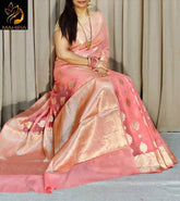 Saree Semi Georgette Festive Trendy Diwali Durga Pujo Party Wear Light Coral S11024 Saree - Saree - Aakritee - S11024